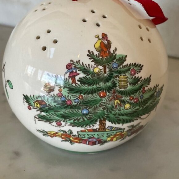 SPODE Christmas Tree Pompadour Hanging Porcelain Ball Vintage - Picture 8 of 11